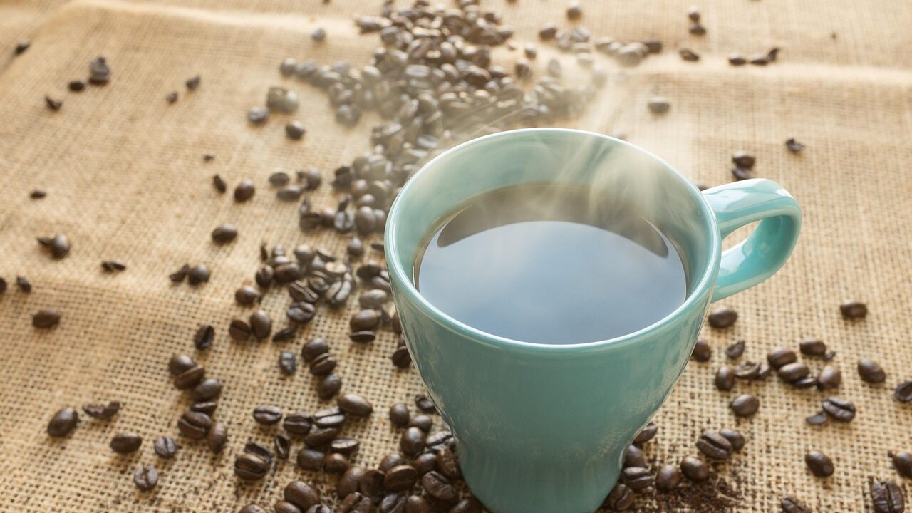 Coffee in a blue cup